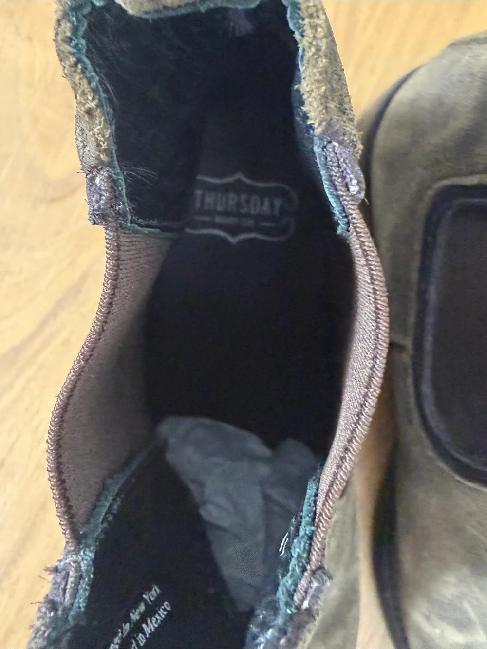 Thursday Boot Co Duchess Chelsea Dark Olive Suede WeatherSafe Ankle Bootie 6